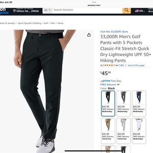 Men’s Golf Pants Black 33,000ft Size 34